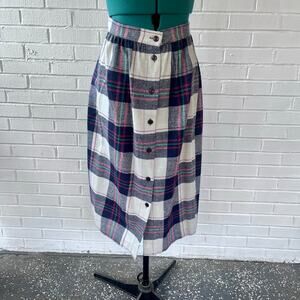 Vintage 70s wool blend plaid midi skirt